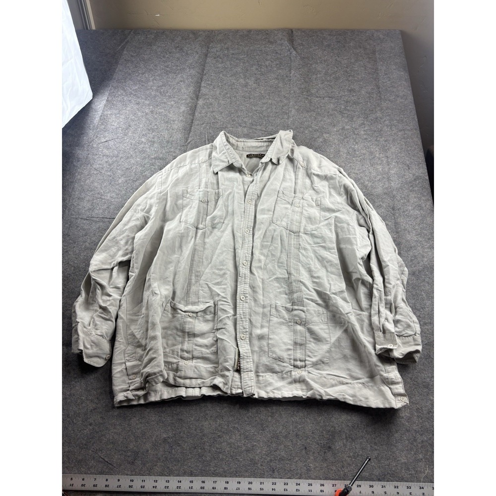 CUBAVERA Men's 3X Button Down Front Long Sleeve Shirt Pockets Coastal boho Beach